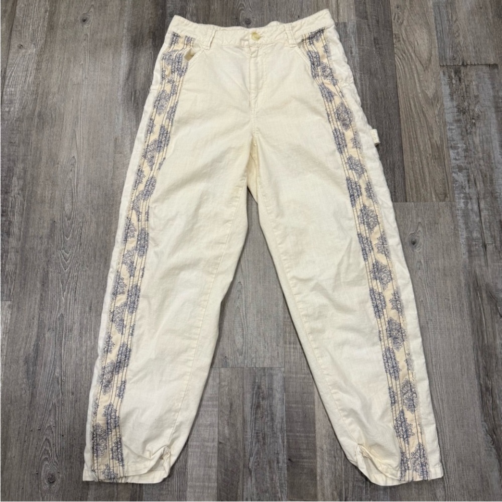 Free People Cream Patterned Pants